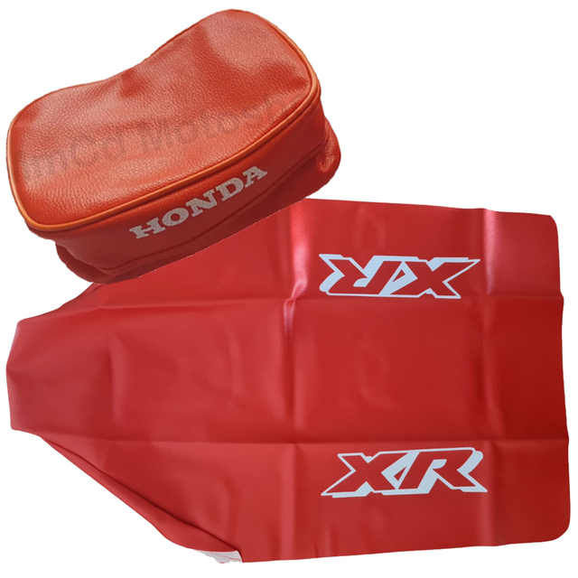 Funda de Asiento + Cartuchera Porta Herramientas para Honda XR250R / XR250 / XR 250 - Año 1989 Naranja (Cuero Sintético)