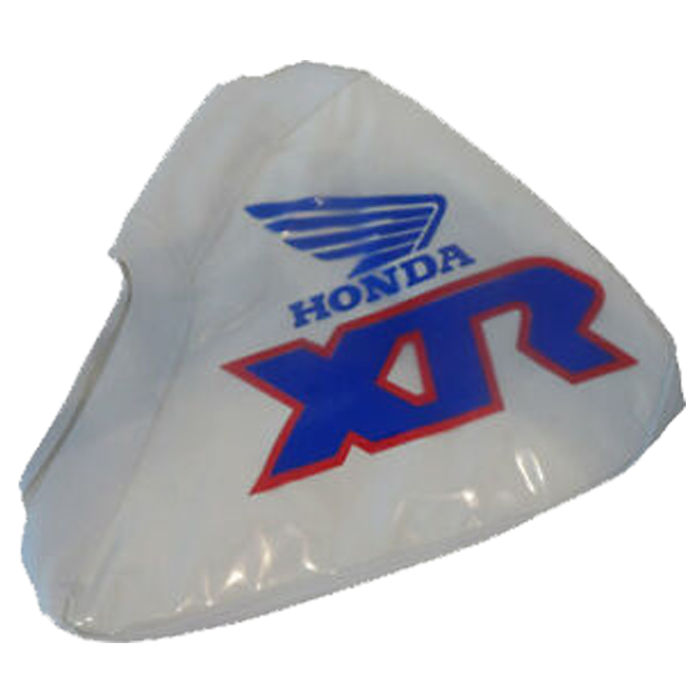 FUNDA DE TANQUE PARA HONDA XR250R / XR250 (1990 AL 1995) - DISEÑO 1991 - BASE BLANCA CON LOGO ROJO Y AZUL