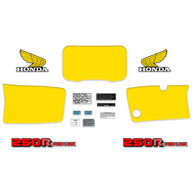 Kit Completo de Gráficas para Honda XR250R 1984 - Vinilo Premium - Incluye Calcos de Advertencia
