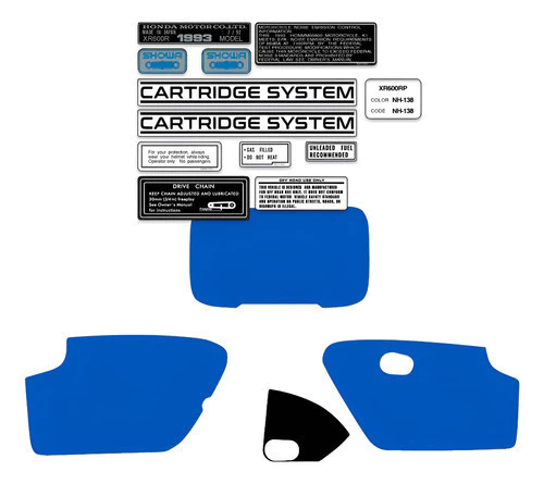 Honda Xr250 Xr 250 1993 93 Calcos Graficas Azul Claro Advertencias