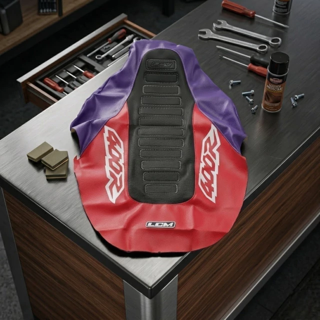 Honda Xr400 / Xr 400 / Xr400r Funda Asiento Lcm Rojo Violeta Negro